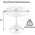 thumbnail image 2 of Tomile White Round Dining Table, 32-inch Tulip Kitchen Table, Mid-Century Tulip Table with Metal Pedestal Base, Seating for 2-4 People, Suitable for Living Rooms, Cafes, Bars, Easy Assembly, 2 of 8