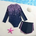 thumbnail image 7 of TOWED22 Toddler Girls Swimsuit One Piece Long Sleeve Ruffle Zipper Rash Guard Bathing Suit Swimwear Summer 2-6 Years Purple,5-6 Y, 7 of 7