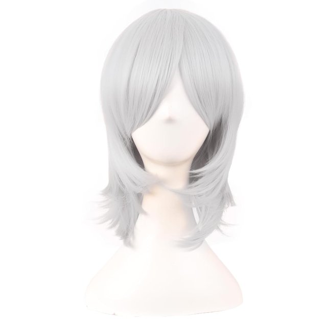 LinYooLi Perruque Cosplay en Fibre Synthétique 16 Pouces/40 cm (Blanc/bleu Azure)