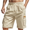 thumbnail image 3 of Men's Cargo Shorts Plus Size Solid Color Multi Pockets Drawstring Lightweight Outdoor Pants Workwear for Men Travel Golf Camping Gifts for Men Beige XXL, 3 of 10