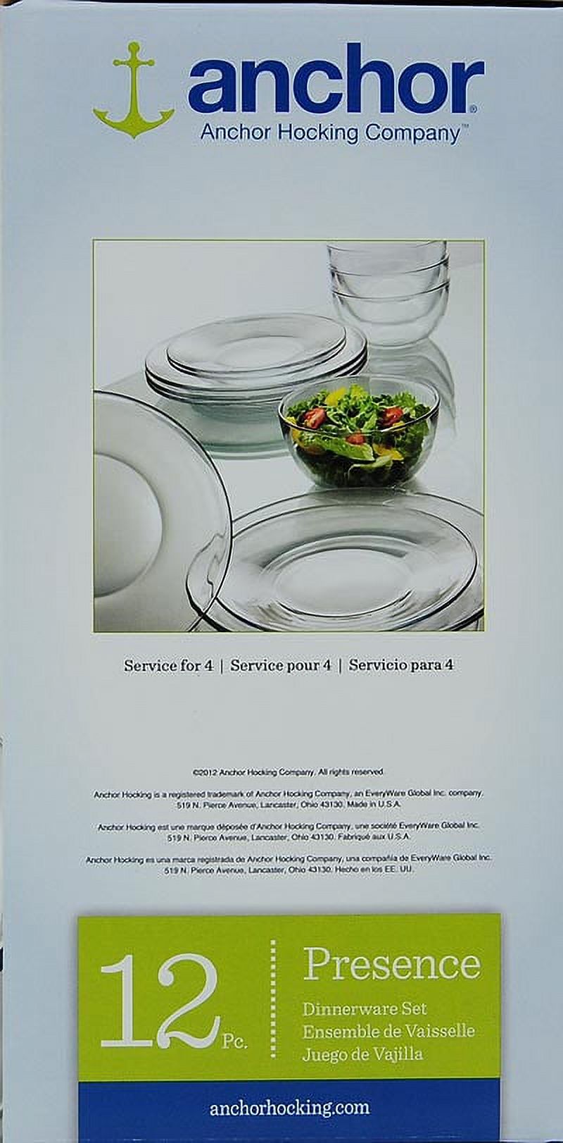 Anchor Hocking Clear Presence Clear Glass Dinnerware Set, 12 Piece - image 3 of 4