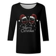 thumbnail image 4 of Christmas Shirts for Women 3/4 Sleeve Tops Casual Loose Fit Print Holiday T Shirts for Ladies, 4 of 4