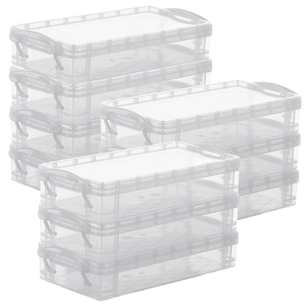 10 Pcs Clear Pencil Boxes, Stackable Plastic Pencil Cases, Large Capacity Pencil Storage Organizers with Snap-tight Lids