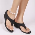 thumbnail image 4 of Rokment Women's Wedge Flip Flops Trendy Casual Suede Slip on Thongs High Heels Dress Backless Sandals for Ladies Summer 2026 Black Size 6, 4 of 7