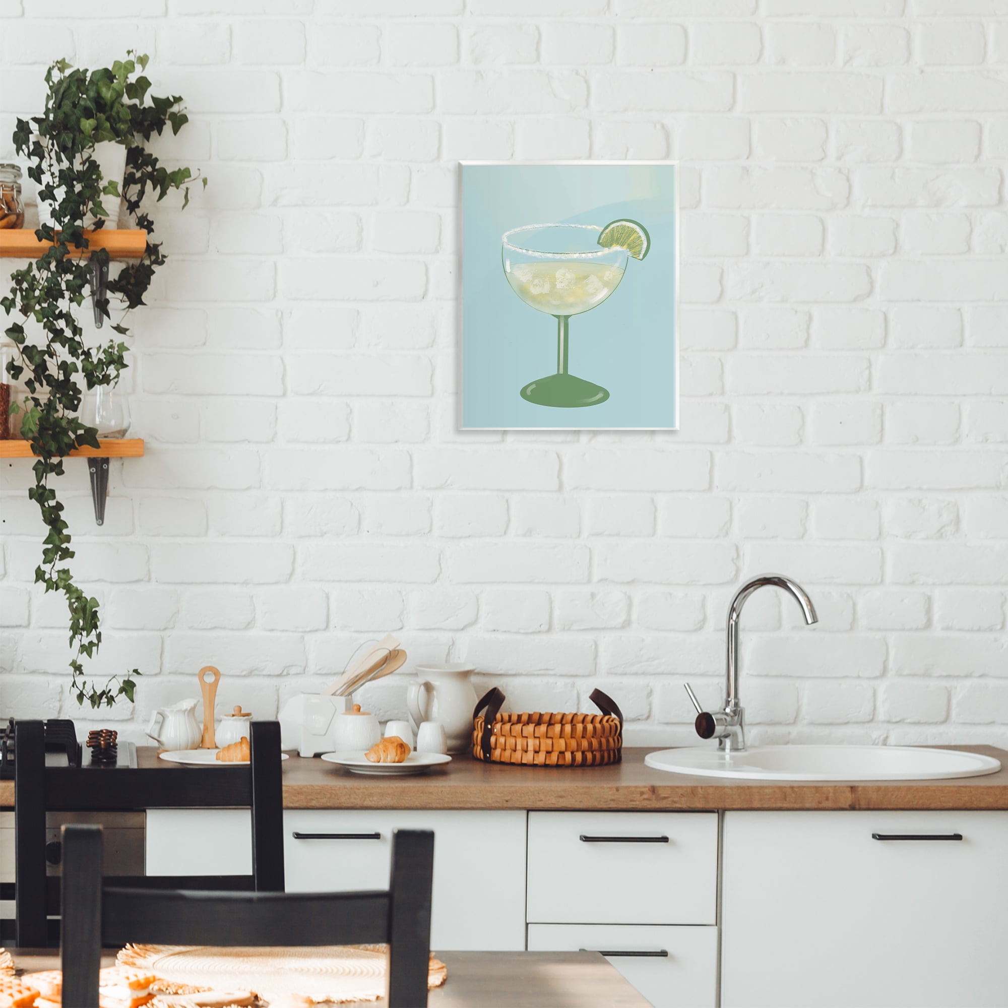 Stupell Industries Margarita Glass over Blue Wall Plaque Art, design by Robin Maria