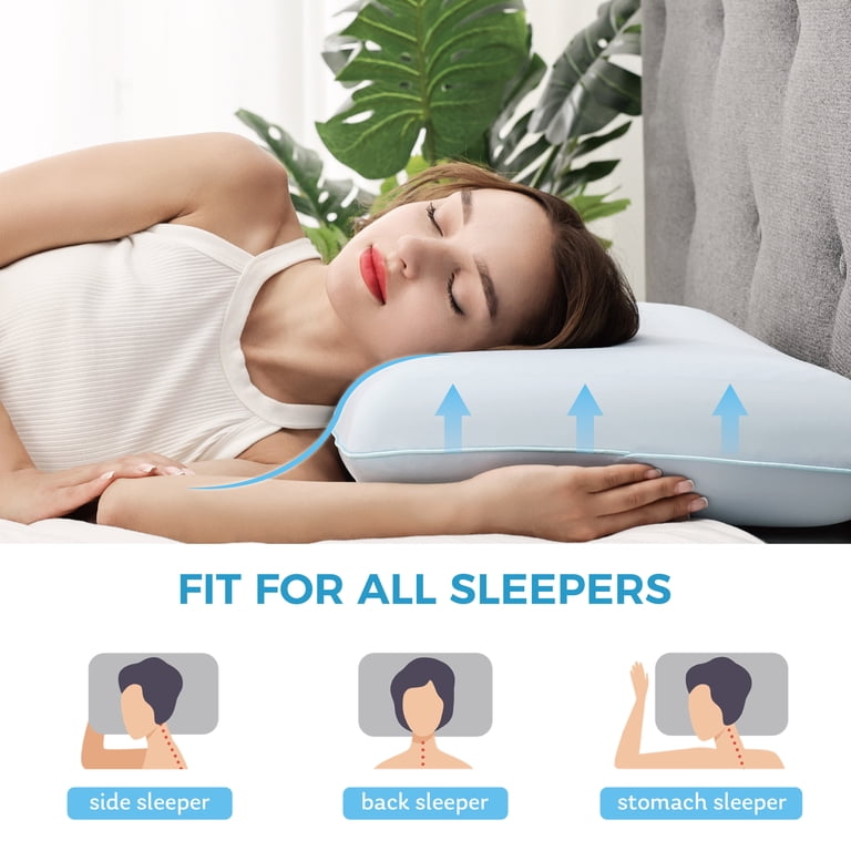 EGOHOME Memory Foam Pillow, Cooling Gel Bed Pillow, Queen, Blue