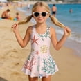 thumbnail image 6 of FOR U DESIGNS Girls One Piece Swimsuit with Skirt Quick Dry Hawaiian Swimwear with Skirt Toddler Girls Swimsuit Sun Protection, Starfish Coral, 6 of 7