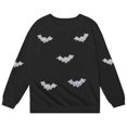 thumbnail image 4 of SJLDQY Unisex Kids Halloween Sweatshirts Hallowmas Bat Graphic Long Sleeve Crewneck Sweatshirt Fall Winter Lined Warm Pullover Tops, 4 of 5