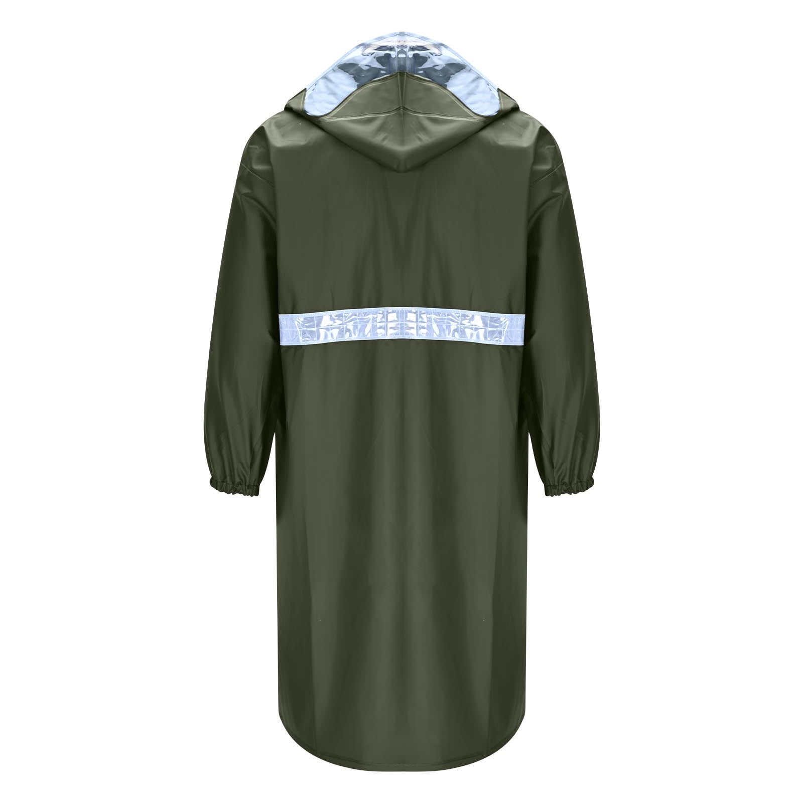KeShDi Long Safety Rain Coats with Air Vents Reflective Stripes Hooded Raincoats Poncho Rainwear for Waterproof Work Rainstorm Proof PVC Hiking Raincoat Reflective Strip Army Green 4X