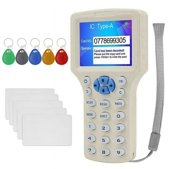 RFID NFC Smart Card Reader 5XT5577 Keychain/Card RFID Duplicator 125K 13.56MHz IC/ID Key Writer RFID Replicator,1 x Smart Card Reader Kit,Creamy white