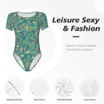 thumbnail image 6 of Naloa Mushrooms and Flowers Women's Short-Sleeved Onesie, One-Piece Swimsuit for Parties, dates, clubs - Large, 6 of 9