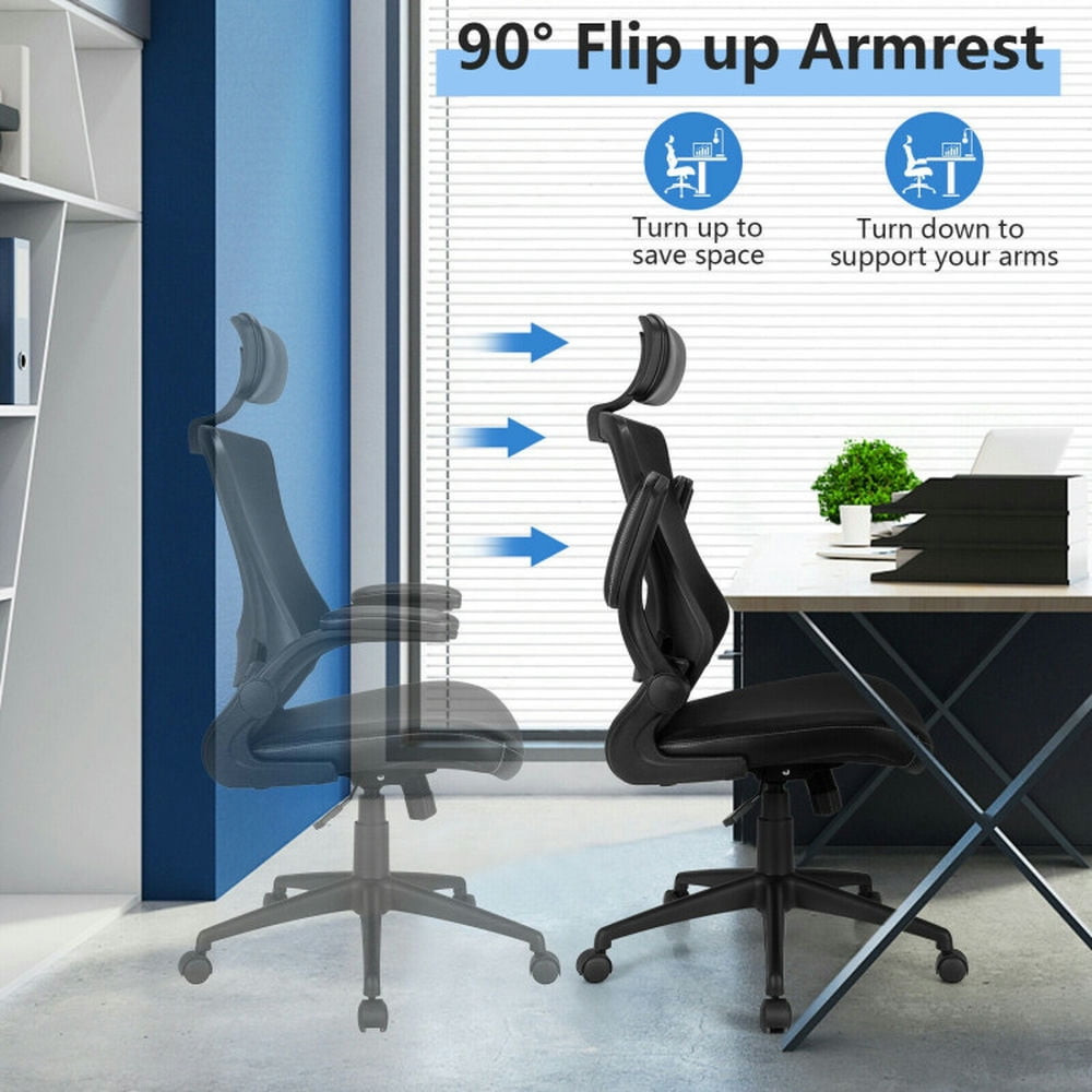 Demi Bonn High-Back Executive Office Chair with Adjustable Lumbar Support and Headrest for Home, Bedroom, Study, Black