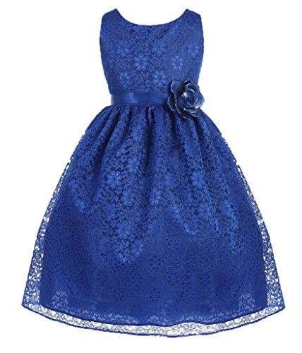 Flower Girl Dress Floral Lace Bridesmaid Dress for Little Girl Royal 2 ...