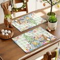thumbnail image 2 of Easter Placemats Set of 8, Easter Gnomes Rabbits Tulip Flower Plants Green Plaid Heat Insulated Linen Place Mats, Washable Stain-Proof Table Mats for Dining Tables Holiday Decor 13x19 Inches, 2 of 9