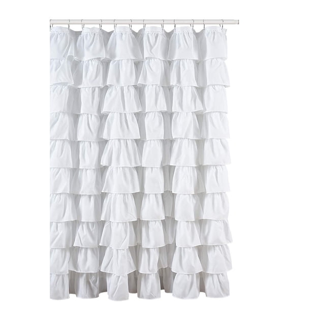 Ruffled white Fabric Shower Curtain - Walmart.com