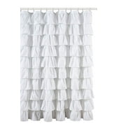 Ruffled white Fabric Shower Curtain