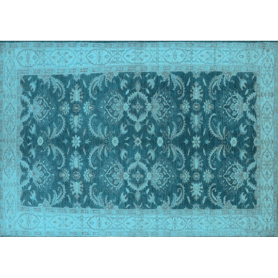 Ahgly Company Indoor Rectangle Oriental Light Blue Traditional Area Rugs, 5' x 7'