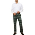 thumbnail image 2 of INSPIRE CHIC Plaid Pants for Men's Flat Front Straight Fit Checked Trouser 28 Green Navy, 2 of 5