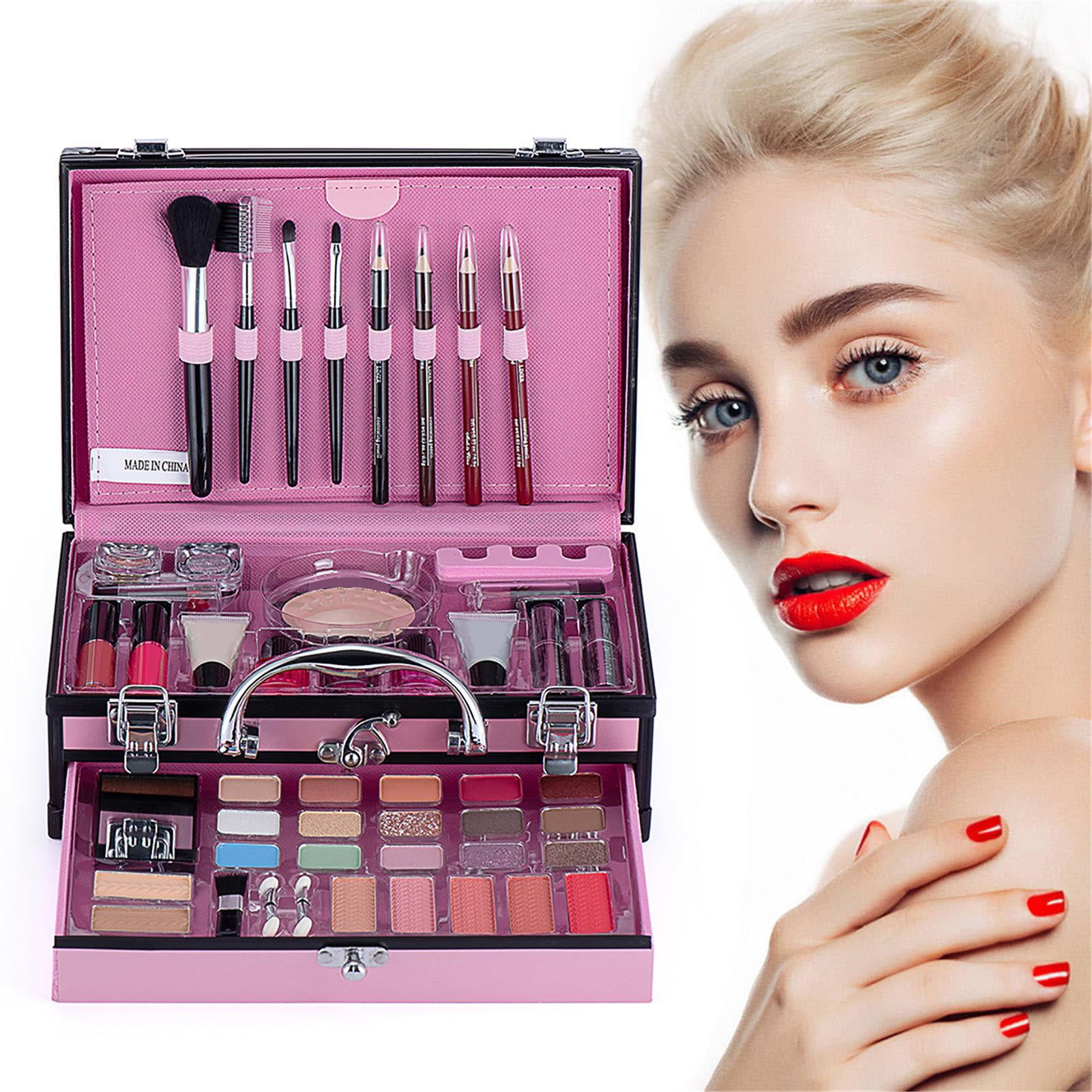 Professional 24 Color Eyeshadow Blush Makeup Set Train Case with Pro M –  lanazon