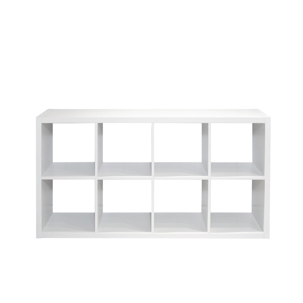 GZXS 15-Inch Cube Storage Organizer with Opened Back Shelves, Storage Shelves Room Divider, Wood ookcase, 8-Cube, White