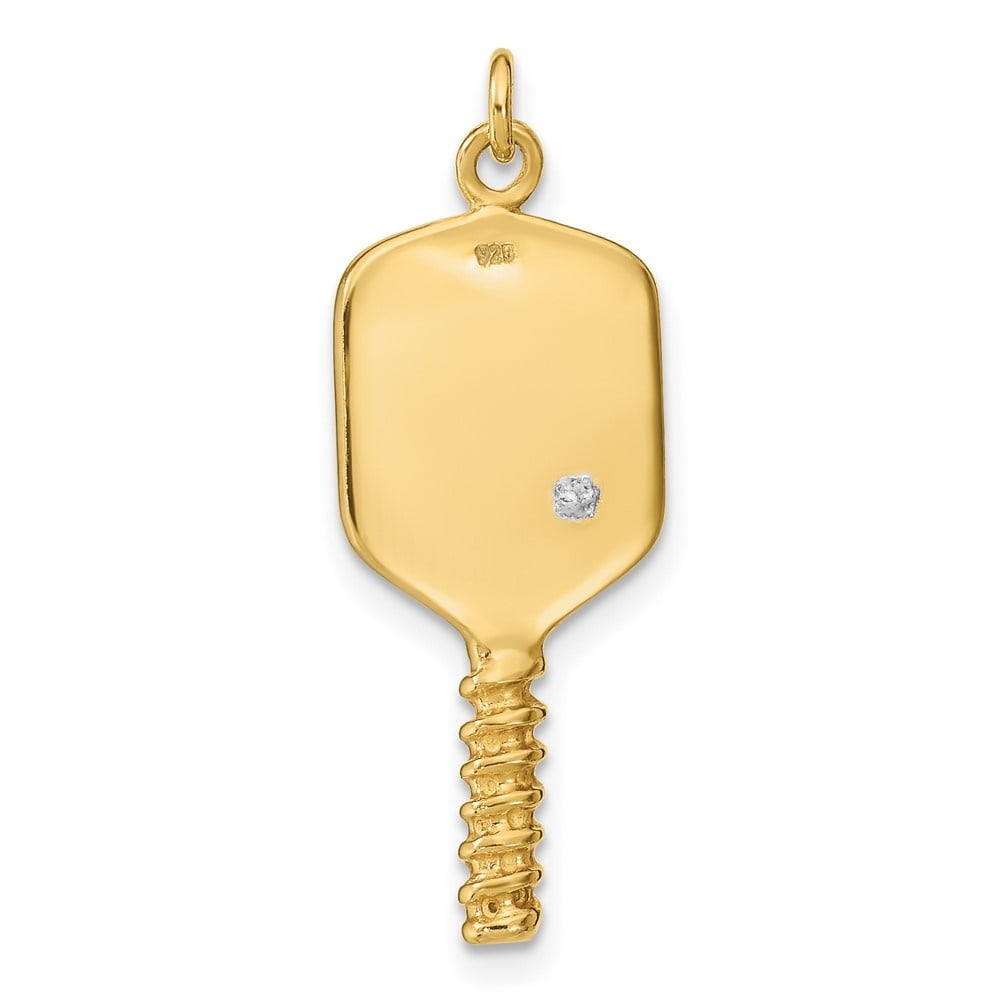 Auriga Fine Jewelry 925 Sterling Silver Gold-tone and Enamel Pickleball Charm for Women