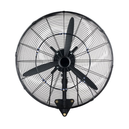 KFFKFF 24-inch Wall-Mounted Fan with Oscillation & Mist, IP44-Rated, 3-Speed Settings, Extended Airflow for Industrial, Commercial, Garage, and Workshop Use