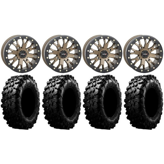 System 3 SB-4 Bronze (6 1) 15" Wheels 32" Carnivore Tires Can-Am Maverick X3 / Honda Pioneer 1000 / Talon