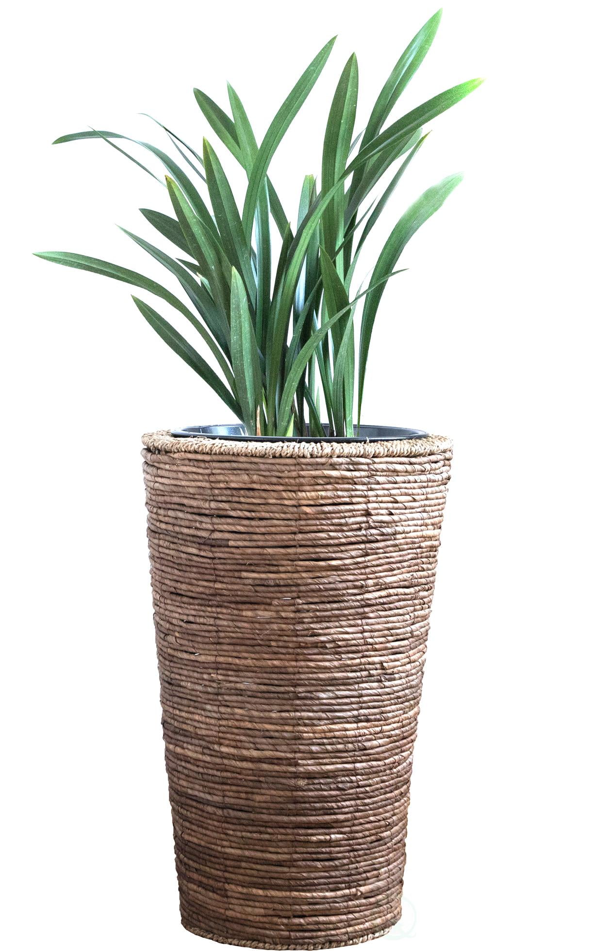 Wicker Banana Rope Tall Floor Planter with Metal Pot, Large - Walmart