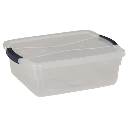 Rubbermaid 16 Qt. Clear Clever Store Latching Lid Storage Tote RMCC160000
