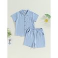 thumbnail image 2 of Bagilaanoe 2pcs Little Boy Short Pants Set Short Sleeve Shirt Tops + Shorts 4T 5T 6T 7T 8T Kids Casual Summer Outfits, 2 of 9