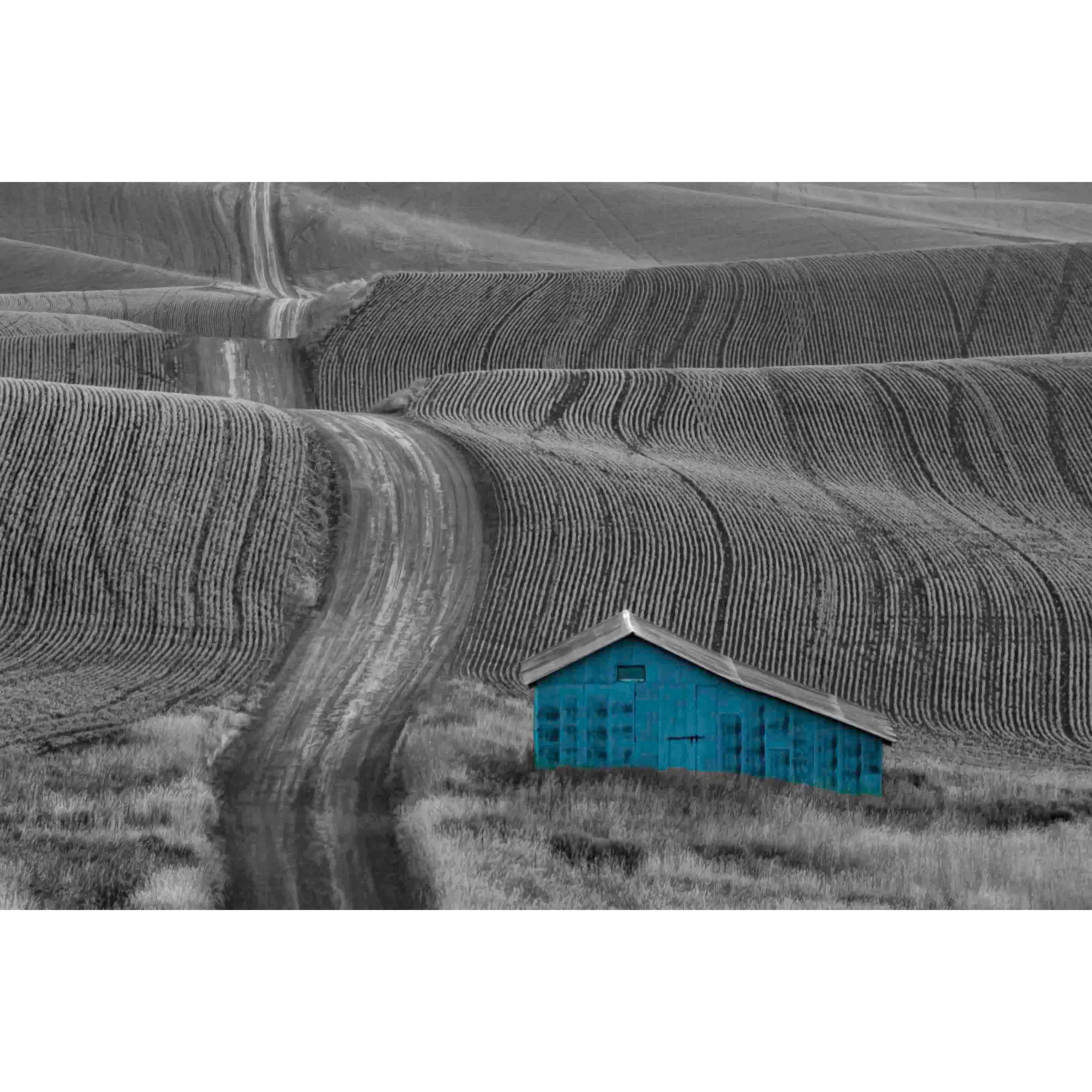 Marmont Hill "Blue Barn on a Country Road" Painting Print on Canvas