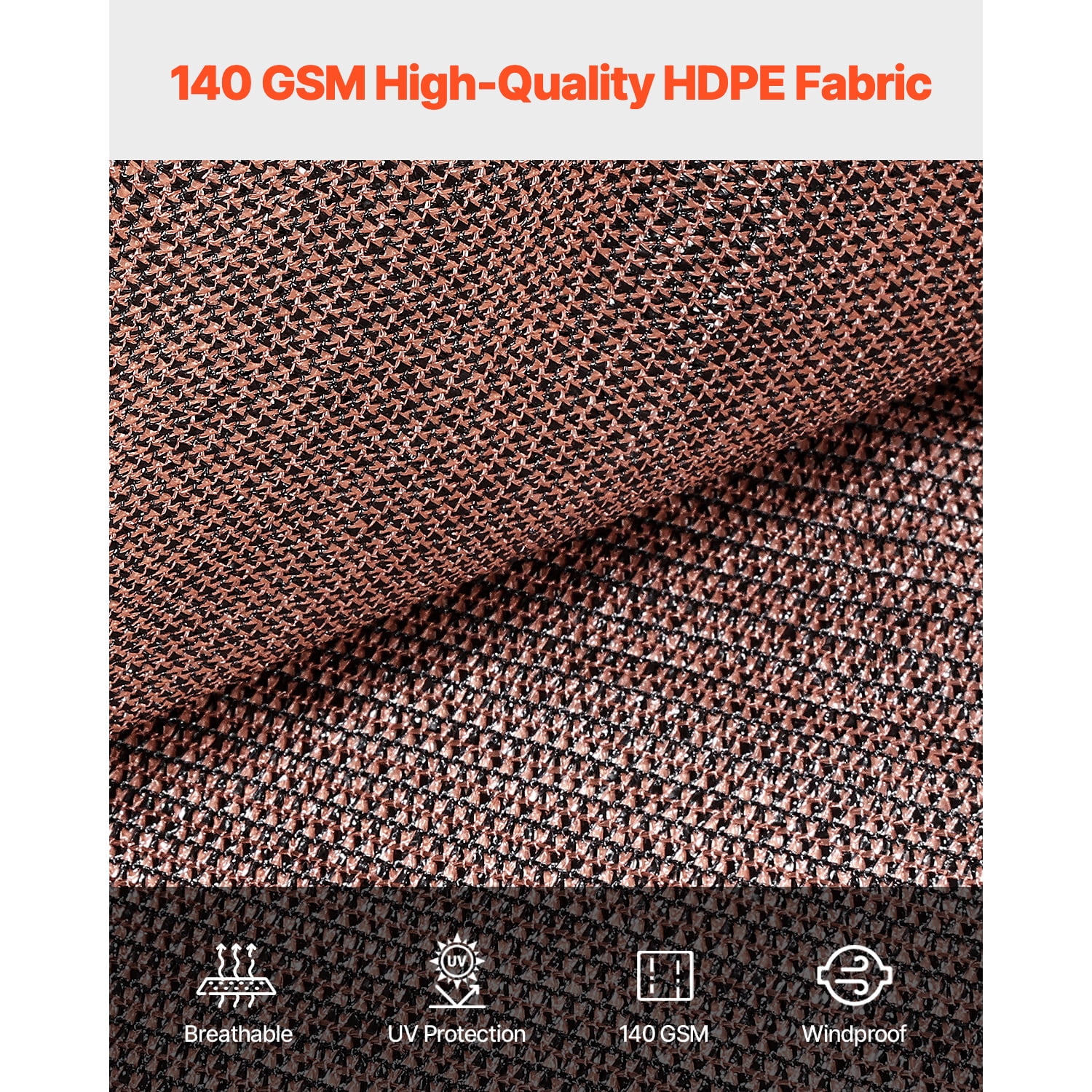 KFFKFF 90% Sun Shade Cloth, 8 x 12 ft Pergola Cover with Stainless Steel Grommets, Privacy Screen with 140 GSM HDPE Material, for Outdoor, Patio, Garden, and Backyard (Brown)