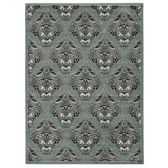 Linon Elegance England Power Loomed Polypropylene 5'x7'3" Rug in Turquoise Blue