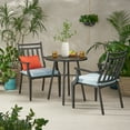 thumbnail image 2 of Amir Outdoor 3 Piece Iron Bistro Set with Cushions, Matte Black, Light Teal, 2 of 12