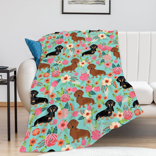 Dachshund In Sweaters Pattern Blankets Fleece Printed Cute Portable Soft Throw Blanket for Bed Office Quilt Dog Flannel Blanket
