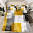 thumbnail image 2 of Manfei Graffiti Geometric Check Twin Sheet Sets,Retro Patchwork Buffalo Twin Fitted Sheet,Yellow White Gray Flat Sheet For Adults,Luxury Bedroom Decor,3 Pieces, 2 of 7