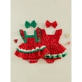 thumbnail image 3 of Cenuakty  Girl  Watermelon Print Fly Sleeve Romper with Bowknot Hairband Summer Clothes, 3 of 9