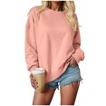 thumbnail image 4 of larppty Fall Fashion Crewneck Sweatshirt Long Sleeve Loose Fit Pullover Tops Drop Shoulder Sweatshirts for Women (Light Pink, XXL), 4 of 6
