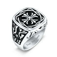 thumbnail image 5 of Bling Jewelry Mens Large Medieval Viking Maltase Cross Square Signet Band Ring Stainless Steel, 5 of 5