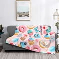 thumbnail image 2 of Yiaed Cupcakes and Donuts Print Blanket Throw Blanket Soft Cozy Flannel Blanket for Home Bed Sofa Couch Chair-50"x40", 2 of 6