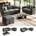 thumbnail image 4 of BedLuxury Sectional Sofa Sets with Movable Storage Ottoman, Cloud Couch Seats 6, Living Room Furniture Sets, Chenille Gray, 4 of 10