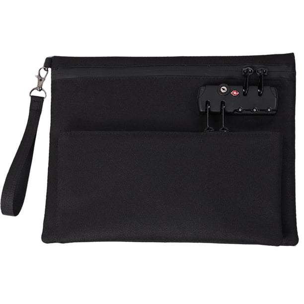Inteprter Bolsas de viaje con candado para pertenencias, artículos personales, depósitos bancarios, candado antirrobo para bolsos. Almacenamiento y organización del hogar negro