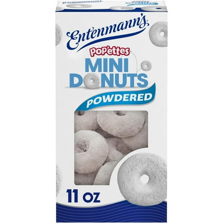 Entenmann's Pop'ettes Powdered Donuts, 11 oz, Sugar Mini Donuts, Box