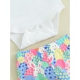 thumbnail image 6 of Bagilaanoe 3pcs Newborn Baby Easter Outfits Girl Pants Set Letter Short Sleeve Romper Tops + Flare Trousers + Headband 3M 6M 12M 18M 24M Infant Casual Clothes, 6 of 8
