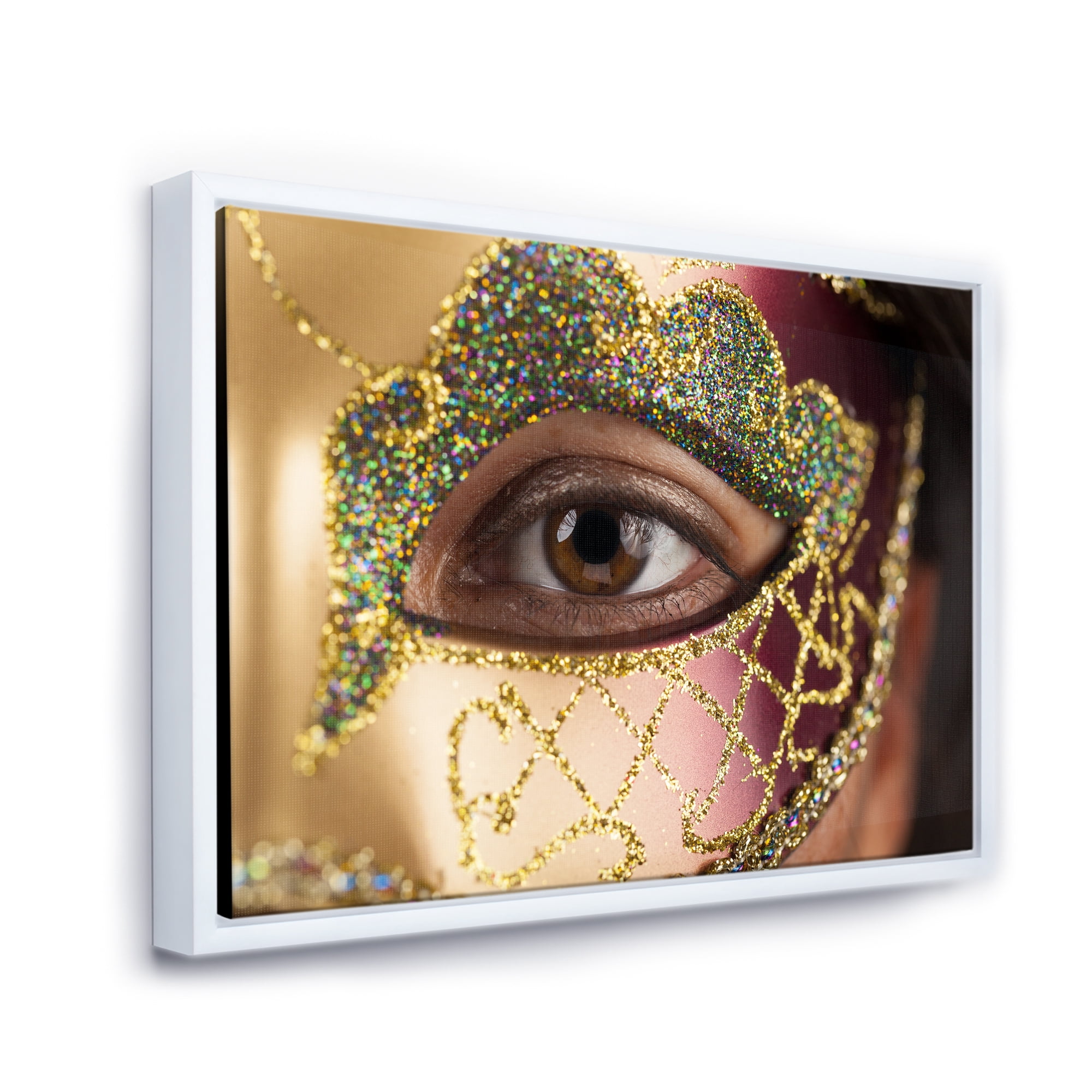Designart 'Girl With Venetian Mask' Modern Framed Canvas Wall Art Print