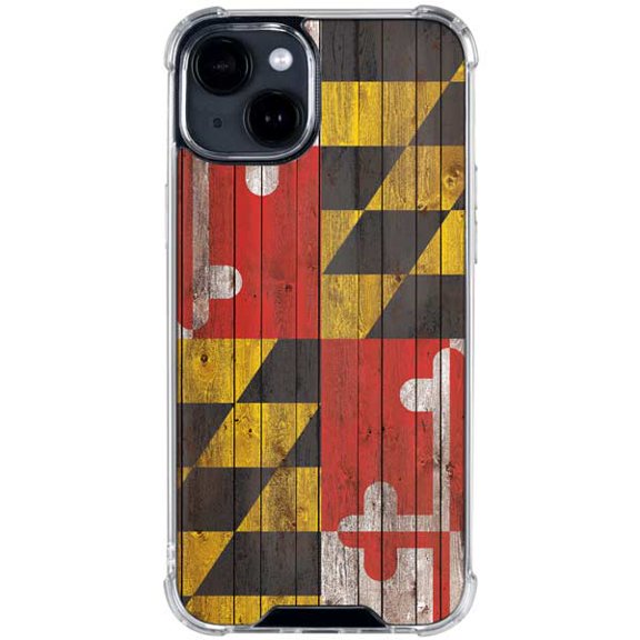 Skinit Maryland Flag Dark Wood iPhone 14 Plus Clear Case