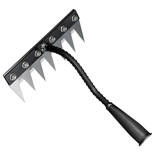 1 Pcs Garden Weeding Rake,Metal Weeding Rake,Small Weeding Rake,Garden Teeth-Shape Weeding and Leaves Removal Tools,Heavy-Duty Metal Weedings Rake,Portable Rakes for Gardening and Weedings,7 Teeth