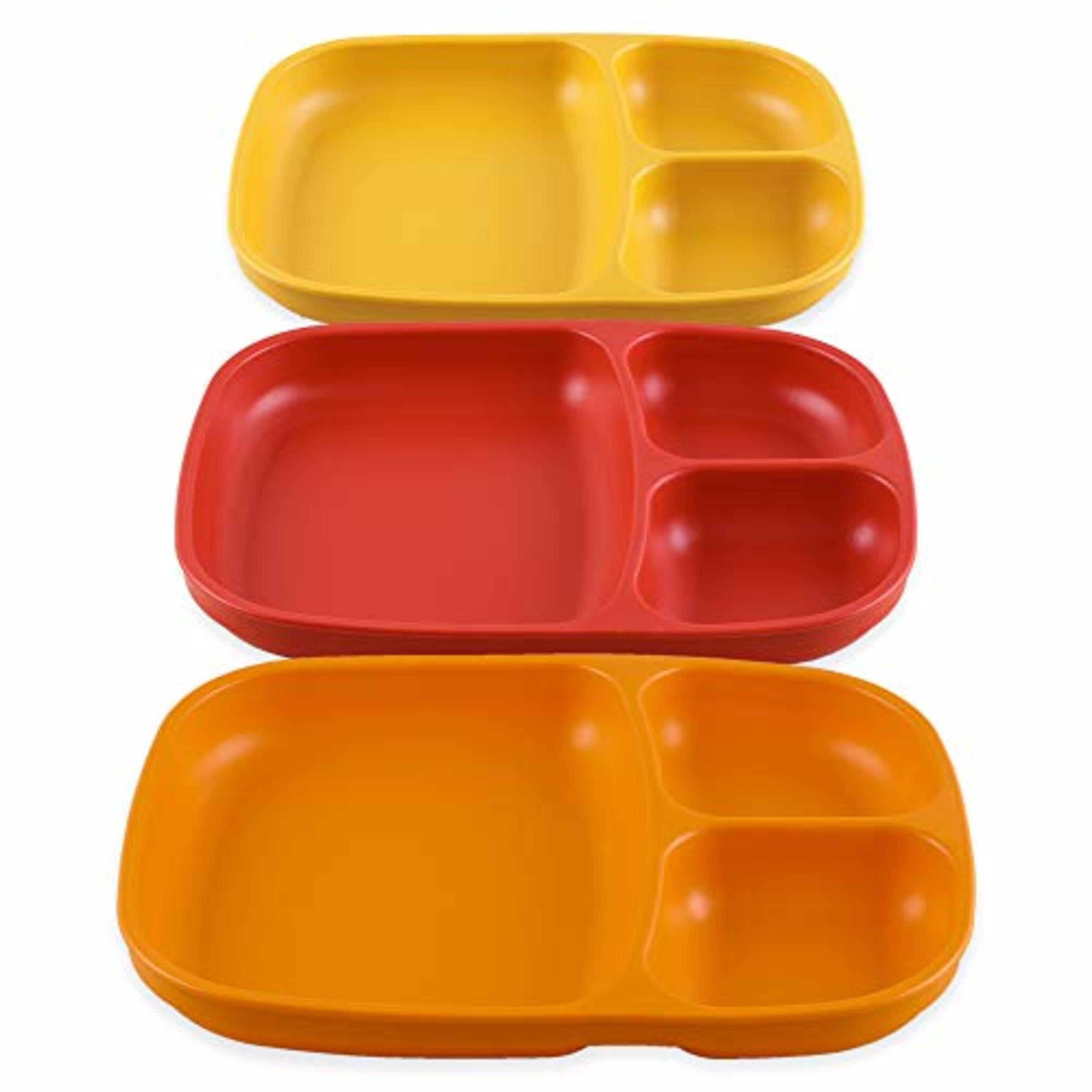 RePlay Kids Plates Divided Plates, 3pk Durable Toddler Plates, Fall