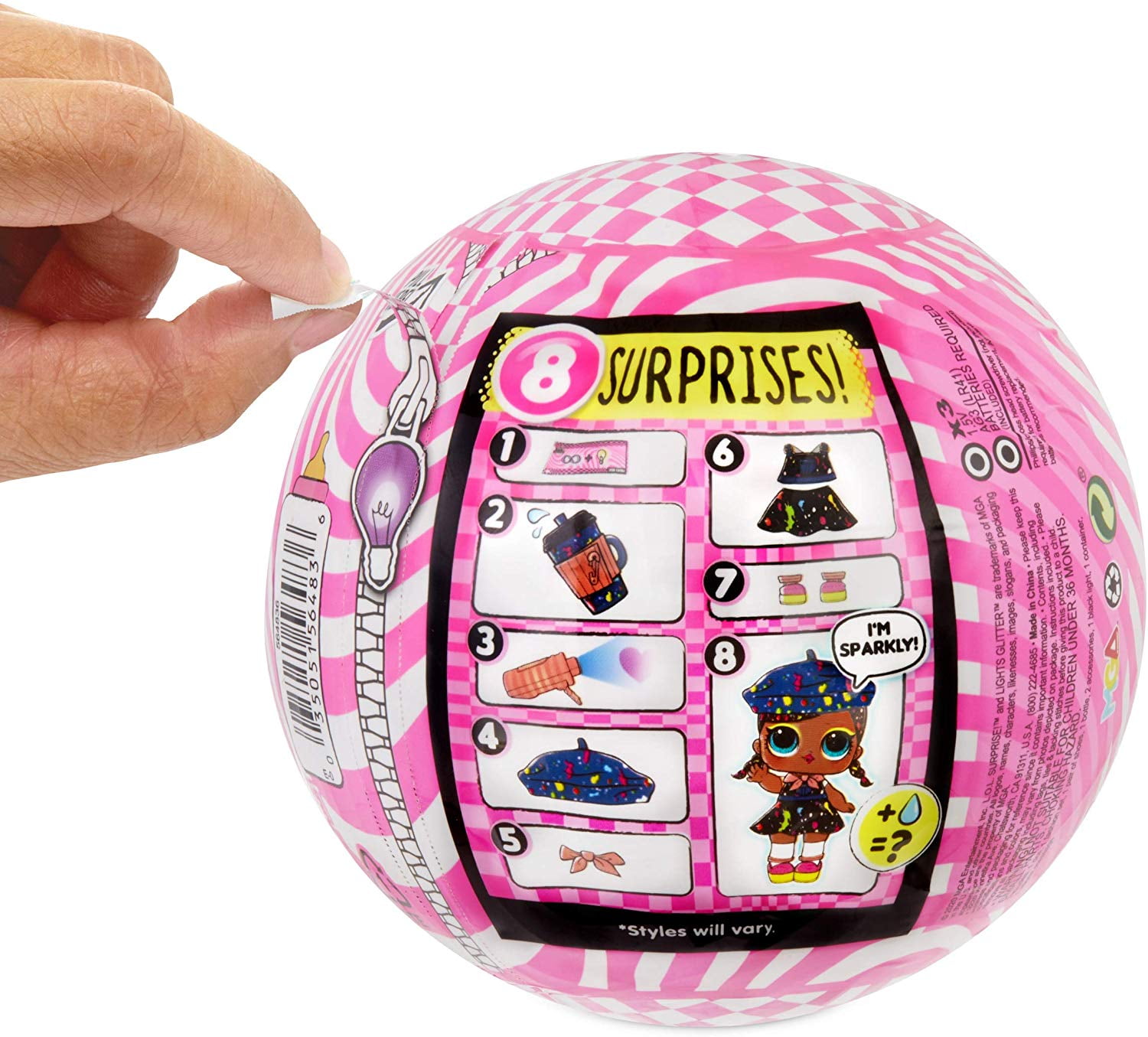 LOL Surprise Lights Glitter Series Ball Tots Doll Black Light Neon •IN HAND•