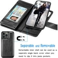 thumbnail image 5 of For iPhone 15 Case, Apple iPhone 15 6.1" 5G Wallet Case, Tiflook PU Leather Card Holder Flip Cover [Detachable Magnetic] Black, 5 of 6